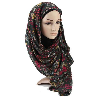 China New Chiffon Nidu Design Printing Bubble Chiffon Hijab Flower Design Muslim Shawls Headscarves For Women 21Colors for sale