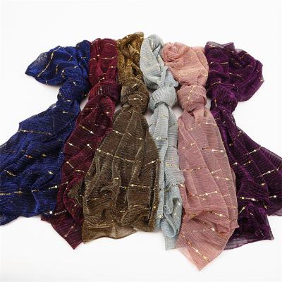 China Polyester Shine Muslim Turban For Ladies Sequin Scarf Hijab Women Inner Tank Top Shawls for sale