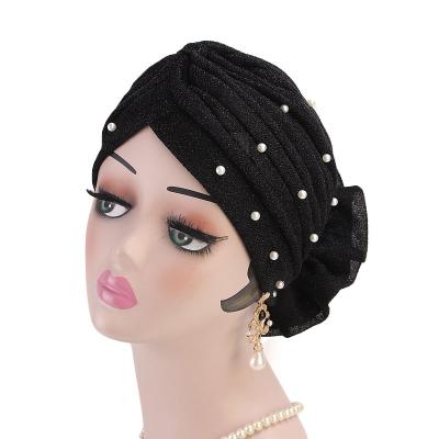 China Wholesale African Dobby Women Head Wrap Beaded Wedding Velvet Headband Fashion Turban For Women for sale