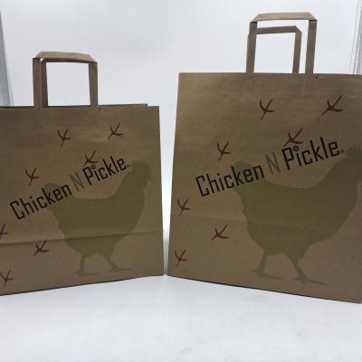 China Recyclable Handled Kraft Paper Bag With Your Own Logo Custom Shopping Paper Bag For Food With Handle for sale