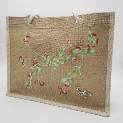 China Wholesale Large Capacity Different Size Jute Handled Tote Bag With Embroidered Logo From Jute Bag Manufacturer for sale