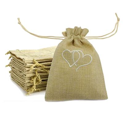 China Reusable Embroidered Burlap Bags Drawstring Color Pouch, Durable Jute Gift Bag, Small Muslin Twine Fabric for sale