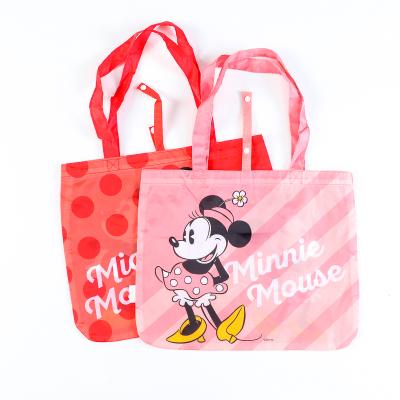 China Good Quality Red Rose Handled Recycled Tote Shopping Polyester Bag Cute Mickey Minnie Mouse Bag for sale