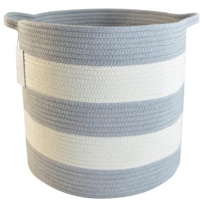 China Large Modern Decorative Sustainable Cotton Rope Laundry Storage Basket With Handles For Living Room Storage Baby Toys Throws Pillows Towels for sale