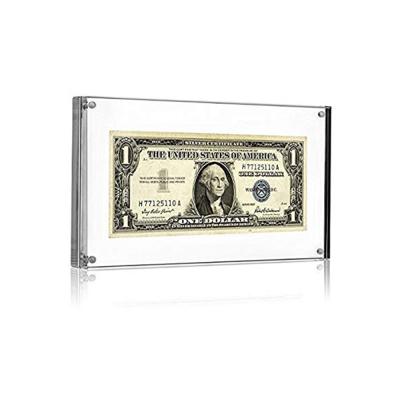 China Various Style Morden Acrylic US Acrylic Banknote Currency Display Money Desk View Acrylic Banknote Frame for sale