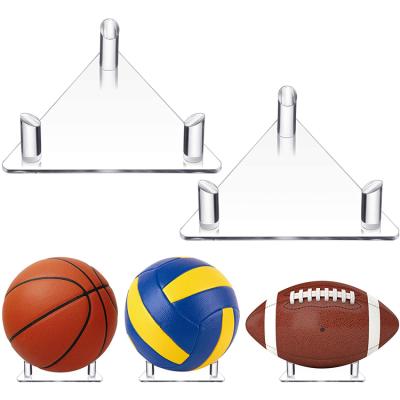 China Home Hotel Wedding Restaurant Soccer Volleyball Sports Balls Triangle Standing Custom Clear Acrylic Balls Display Rack for sale