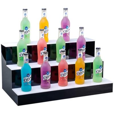 China Custom Acrylic Juice Display Racks LED Wine Bottle Holder Home 2 or 3 Tiers Worktop Hotel Wedding Restaurant for sale