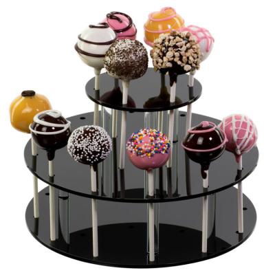 China Clear Custom Color 3-Tiers Acrylic Lollipop Candy Display Stand Cake Pop Display Stand For Birthday Party for sale