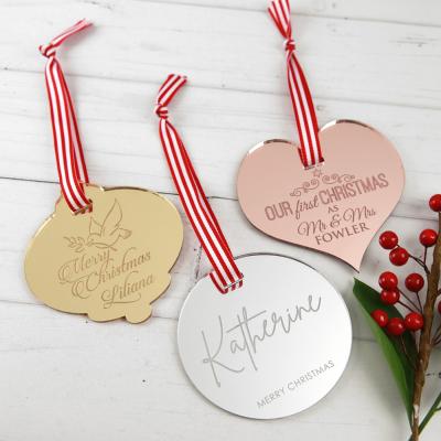 China Christamas Christmas Tree Decoration Factory Custom Acrylic Clear Name Circle Engraved Christmas Tree Decor for sale