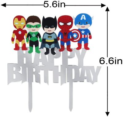 China Cartoon Happy Birthday Eco-friendly Acrylic Superhero Decorated For Cake Decoration for sale