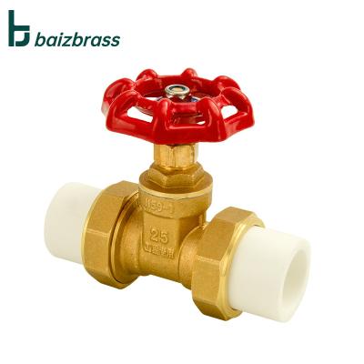 China PPR General Brass Gate Valve Double Union Stop Valve With Hand Wheel for sale