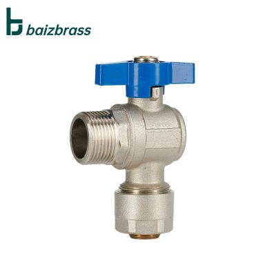 China General Brass Pipe Union Genuine Nickel Plated Aluminum Plastic Butterfly Handle Angle Valve for sale