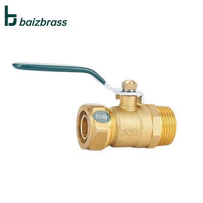 China General Long Handle Male Thread Brass Color PEX Pipe Aluminum Ball Valve Valve for sale