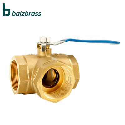 China General Copper Ball Valve Brass Valve Tee L Type Three Way Ball All Brass Ball Valve for sale