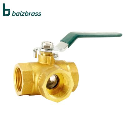 China General Brass Valve Female Threaded L Type Three Way Manual Ball Valve for sale