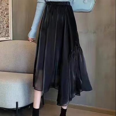 China 2022 Anti-Static High Waist High Quality Gauze Perspective Middle-Length Irregular Skirt for sale