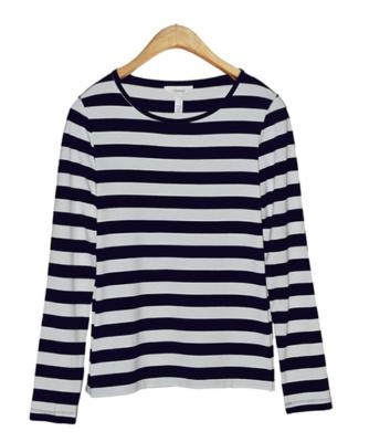 China New Anti-Wrinkle Long T-shirt Women Fashion Long Sleeve Clothing Black And White Striped Custom Summer Casual XXL Western Cotton for sale