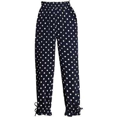 China Factory Outlet Anti-Static Best Dots Pants Lady Black And White Polka Dot Pants Long Trousers For Women for sale