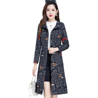 China Anti-wrinkle 2021 made in China women's new mid length women's coat woolen plaid woolen coat for sale