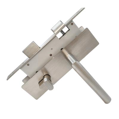 China Rectangular Stainless Steel Design Professional Glass Door Plate Handle With Lock And Lock Core for sale