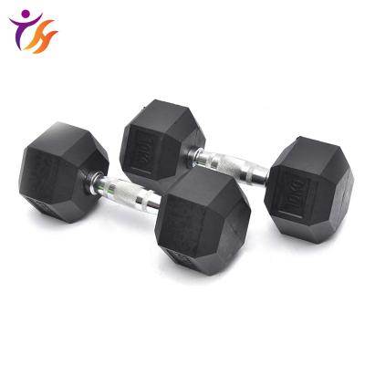 China 20kg Dumbbell Set Dumbbell Set Non-slip Rubber Coated Weightlifting Gym Fitness Gym Basic Equipment Hex Dumbbell For Strength Training for sale