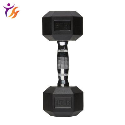 China Hot TZH Gym Equipment Hex Non-Slip Elevated Rubber Dumbbell China Cheapest Dumbbells for sale