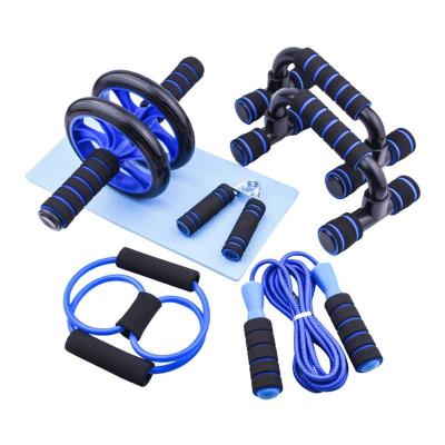 China Durable 7 Piece Elastic Band Gym T Home Gym Strength Training Equipment Set Wholesale Ab Wheel T for sale