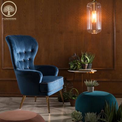 China (Others) Accent wing chair lounge blue adjustable high back chiars for sale