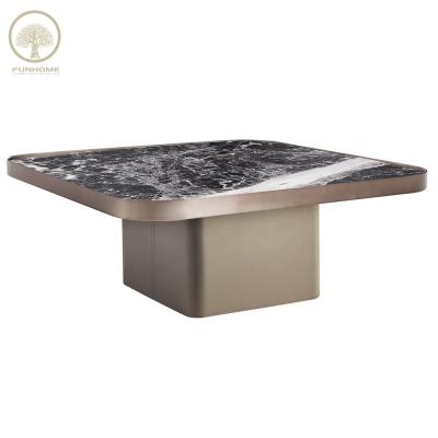 China Modern Short Marble Furniture Coffee Table Top Leg Coffee Table Sets for sale