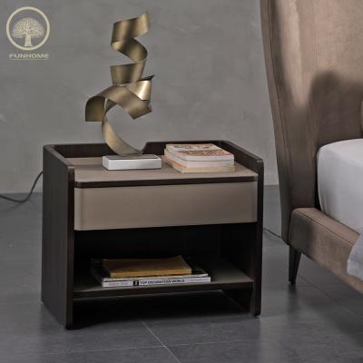 China Nightstand Nordic Single Square Storage Modern Design Style Wooden Bedside Table For Bedroom Furniture Set for sale