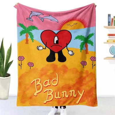 China PORTABLE No MOQ wholesale custom logo printed  flannel dessigner blanket for winter for sale