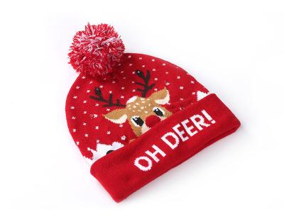 China Popular Christmas Gift New Year Decorations LED Christmas Sweater Knitted Santa Beanie Light Up Hat Christmas Gift for Kids Adult Xmas for sale