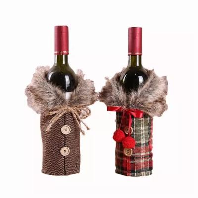 China Daily 2022 Wholesale Merry Christmas Ornaments Christmas Gift Lattice Wine Bottle Cover Toy home Decorations for sale