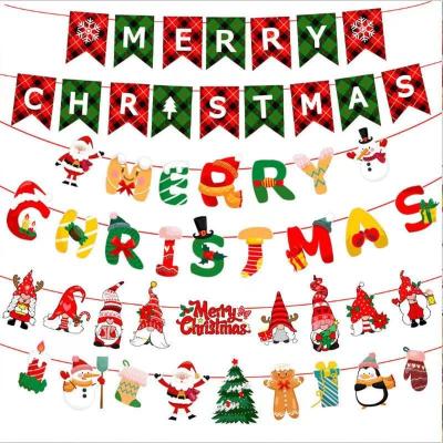 China Paper Christmas decorations Christmas flags paper cartoon Christmas flags pull flowers holiday banners party decoration flags for sale