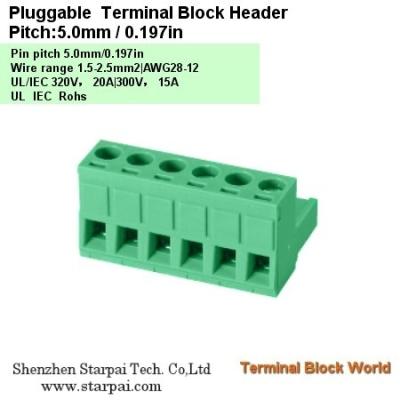 China Plug-Terminal Block Head vertical connect wire Pitch:5.08mm / 0.2 in for sale