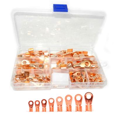 China 80pcs Open Barrel Wire Crimp Copper Ring Lug Terminals Assortment Set Kit OT 10A  to 100A for sale