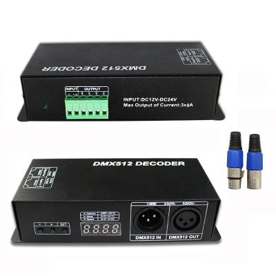 Chine Le décodeur de DC12V~24V RVB RGBW 3CH 4CH DMX512 avec l'affichage numérique DMX à PWM a mené le rhéostat de bande à vendre