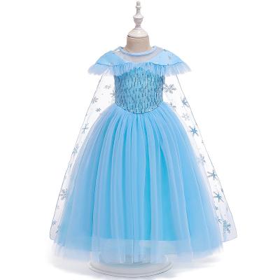 China Polyester and Cotton Elsa Princess Blue Dresses Costume for Kids for sale