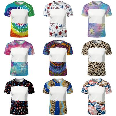 China Sublimation Blank 31 Patterns Sublimation Blank Bleach T-Shirt Heat Transfer Printed Bleach Shirts Short Sleeve T-Shirt For Adult And Kids for sale