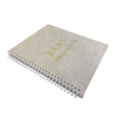 China Journals Spiral Bound Book Hardcover Hot Foil Stamping Natural Linen Fabric for sale