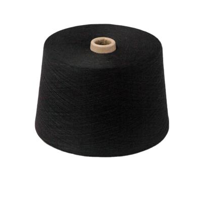 China Low Price 30/1 Anti-pilling Dope Dyed Black Recycled Spun Polyester Yarn For Knitting And Weaving for sale