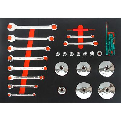 China Convenient CAMDO Roll Cabinet Tool Chest Tray 24pcs CR-V Combination Wrench and Socket Wrench Sets for sale