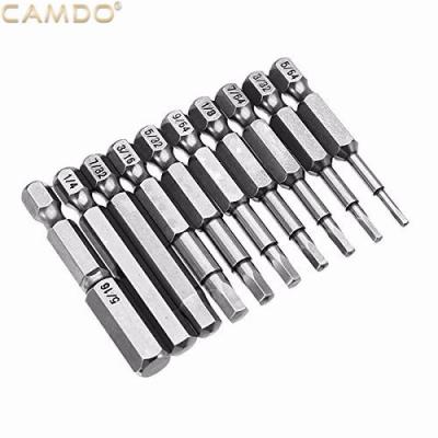 China 10pcs DRIVER 5/64-5/16 Inch Hex Head Screwdriver Bit Set 1/4 Inch Magnetic Hex Shank Screwdriver Bit for sale