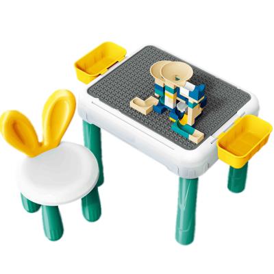 China DIY TOY 80+PCS multifunctional learning table block plastic legobuilding toys for kids bricks diy sets wholesale gift other educational for sale