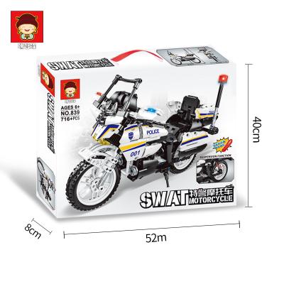 China Educational Toy Block Plastic Technic Bricks Motorcycle Hit Toy Building Blocks For Boys Children Kids Gift New The Police Wooden for sale