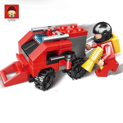 China 79+PCS Toy Building Blocks Fire Fighting Ladder Truck Bricks Educational Toy Educational Block Plastic Technic For Kids Gift Wood New for sale