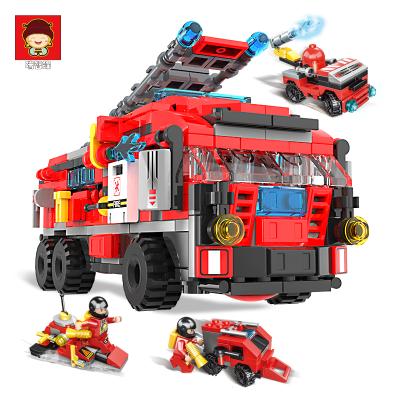 China Educational Plastic Technic Toy Bricks Truck Ladder Fighting Toy Fire Building Blocks for Boys Children's Gift New Wooden for sale