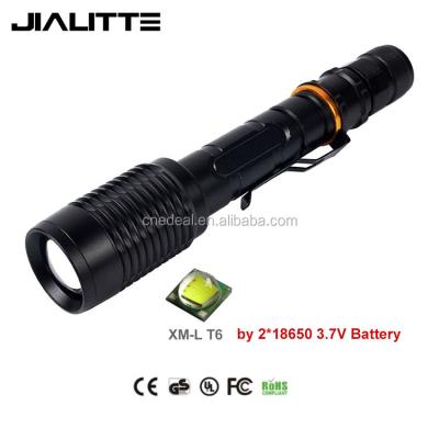 China Zoomable Tactical Flashlight Jialitte High Power XML T6 Zoomable Police Security Led Flashlight Manufacturer F033 for sale