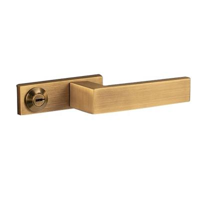 China Long-Lasting Hardware Minimalist ecological luxury interior brass door lock household wooden door handle line shape sanitary bedroom for sale