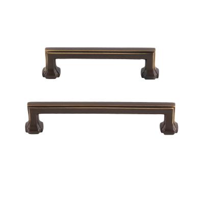 China Contemporary/Modern/Minimalist Interior home kitchen cabinet door handle brass solid simple modern double line wardrobe bedroom door handle furniture hardware for sale